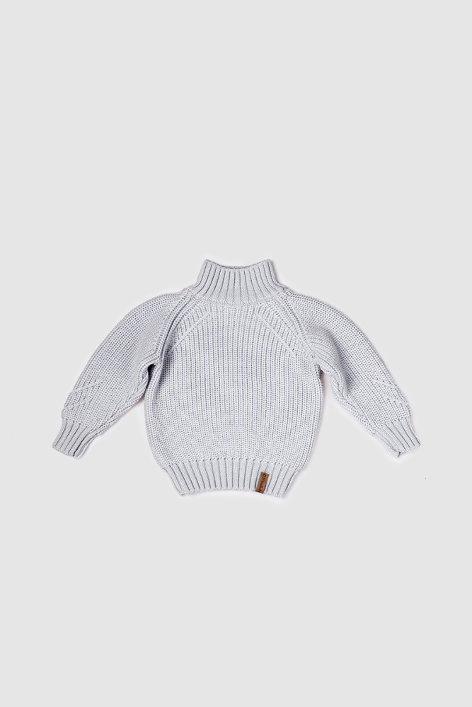 Mimibaby свитер 100% шерсть с воротом цвет стальной