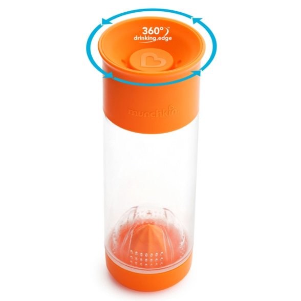 Munchkin поильник MIRACLE® 360°  для фруктовой воды с инфузером 591мл. Оранжевый
