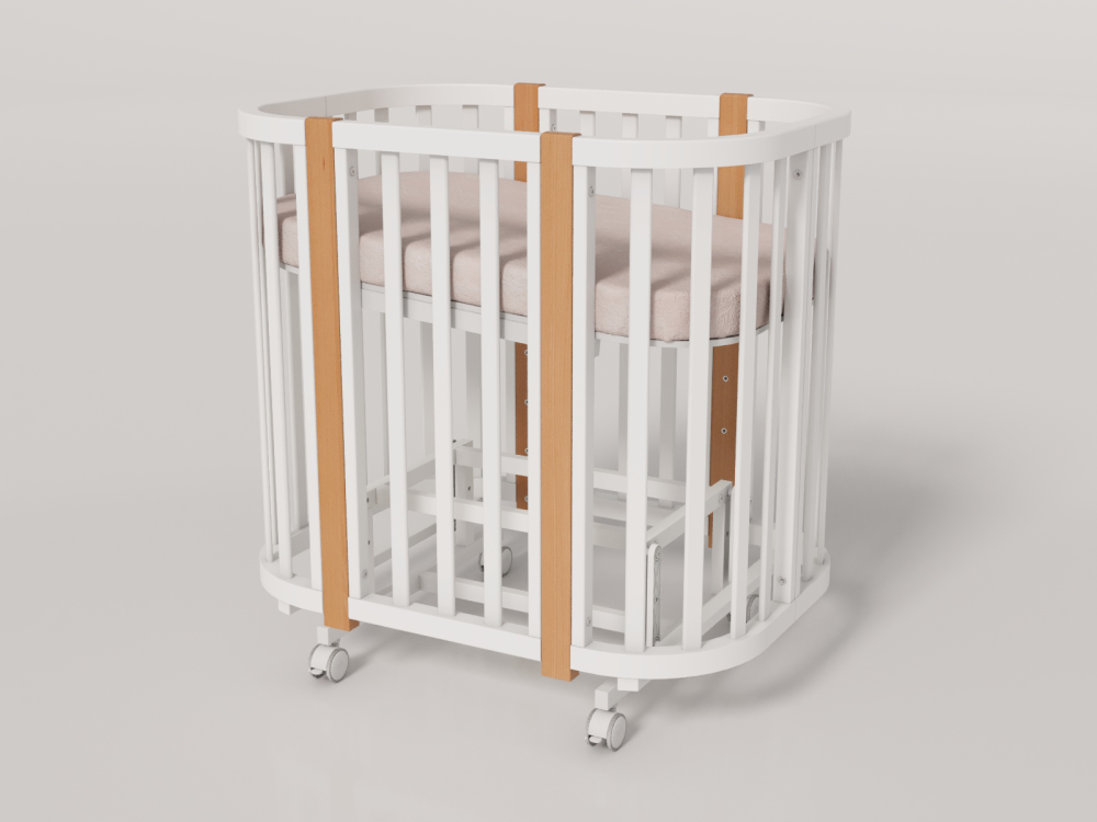 OLANT BABY кровать-трансформер с маятником Vila белый/бук - фото  2