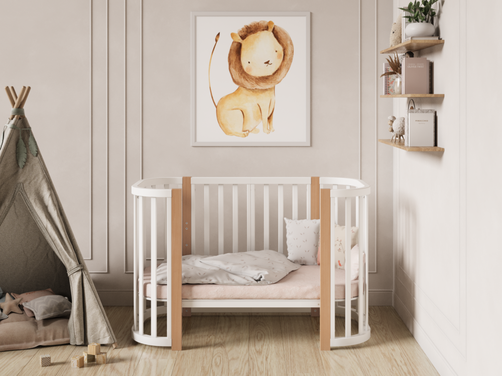 OLANT BABY кровать-трансформер с маятником Vila белый/бук - фото  13