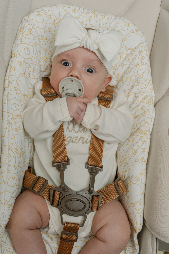 OLANT BABY повязка на голову с бантом цвет молочный - фото  5