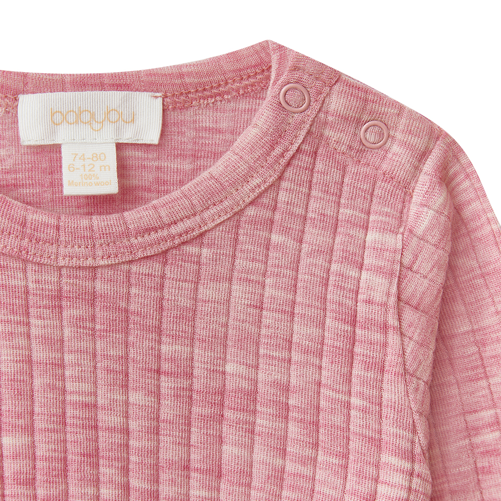 Babybu боди с длинным рукавом из 100% шерсти мериноса Lavender Melange - фото  3