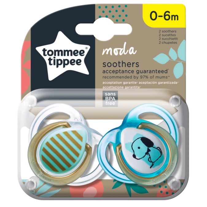 Tommee Tippee соска-пустышка силиконовая Moda, 0-6 мес., 2 шт. - фото  6