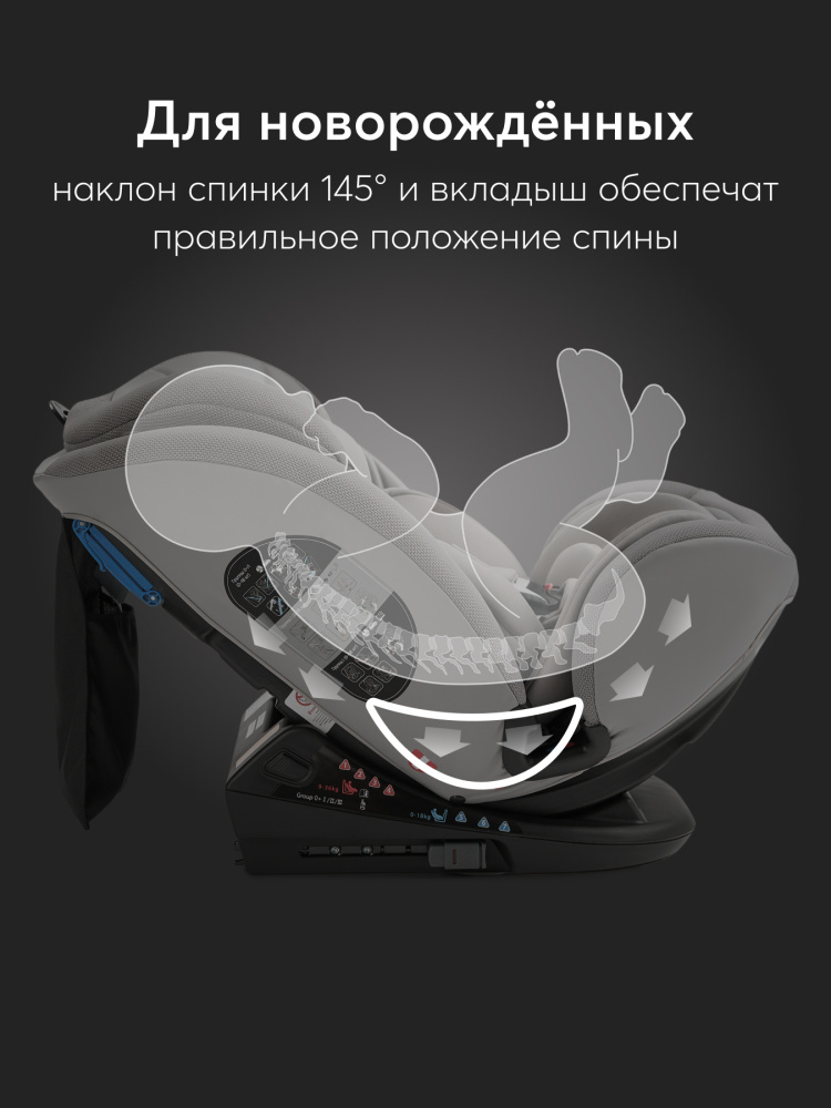 Happy Baby автокресло 0+ OREX grey (0-12 лет, до 36 кг) - фото  15