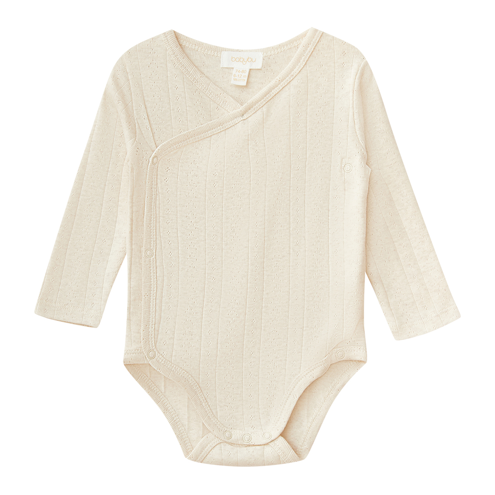 Babybu боди с длинным рукавом ажур Wheat Melange 100% органический хлопок - фото  1