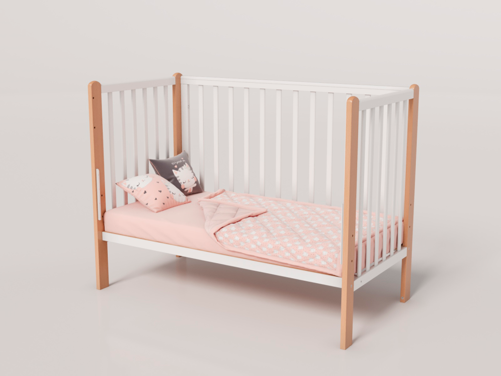 OLANT BABY кровать детская с маятником Bliss белый/бук - фото  12