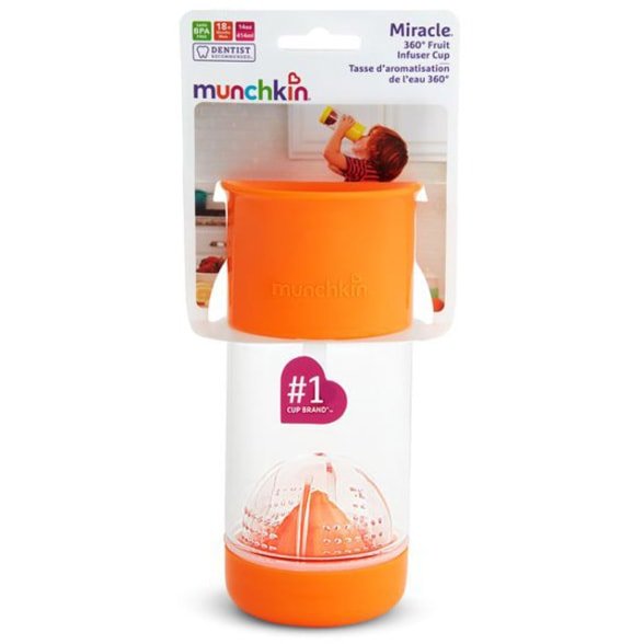 Munchkin поильник MIRACLE® 360° для фруктовой воды с инфузером 414мл. Оранжевый от 4 лет