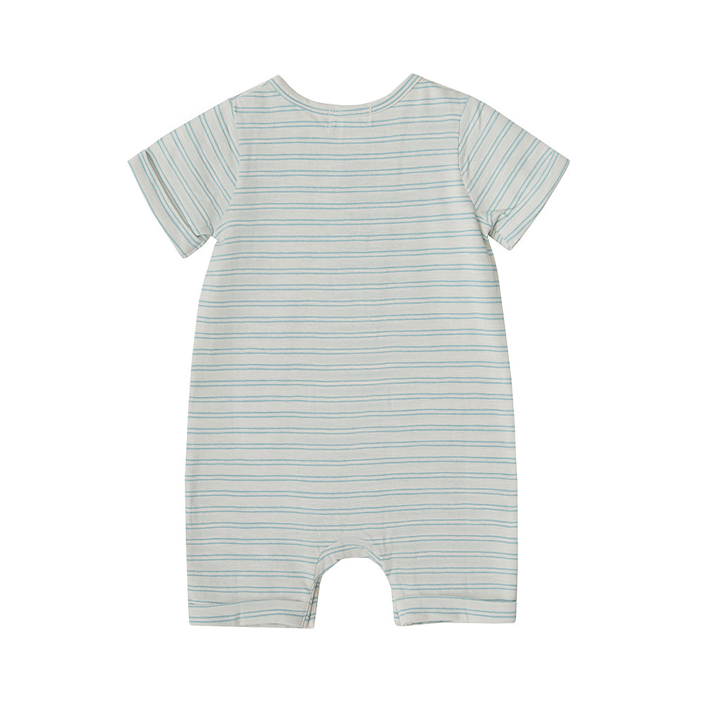 Babybu комбинезон укороченный RAIN FOREST SKINNY STRIPE 100% органический хлопок цвет белый - фото  2