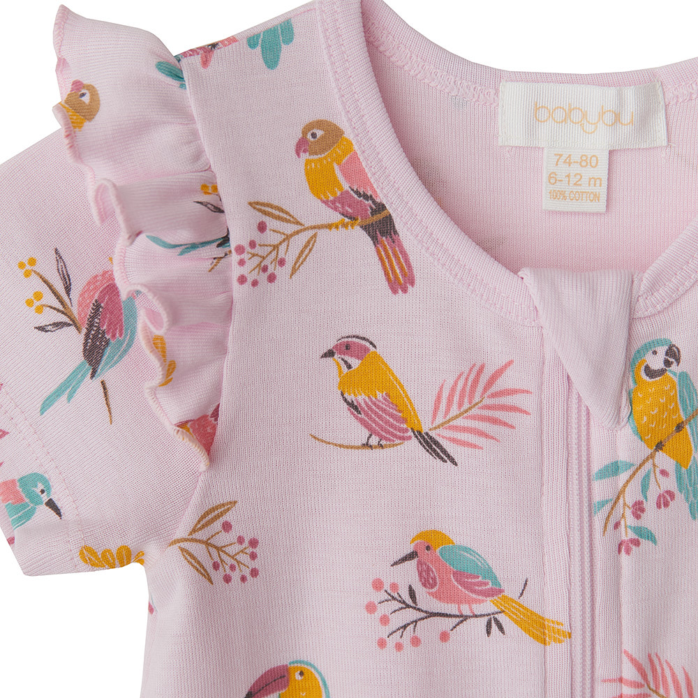 Babybu комбинезон укороченный на молнии PARROT 100% органический хлопок ПИМА цвет розовый - фото  3