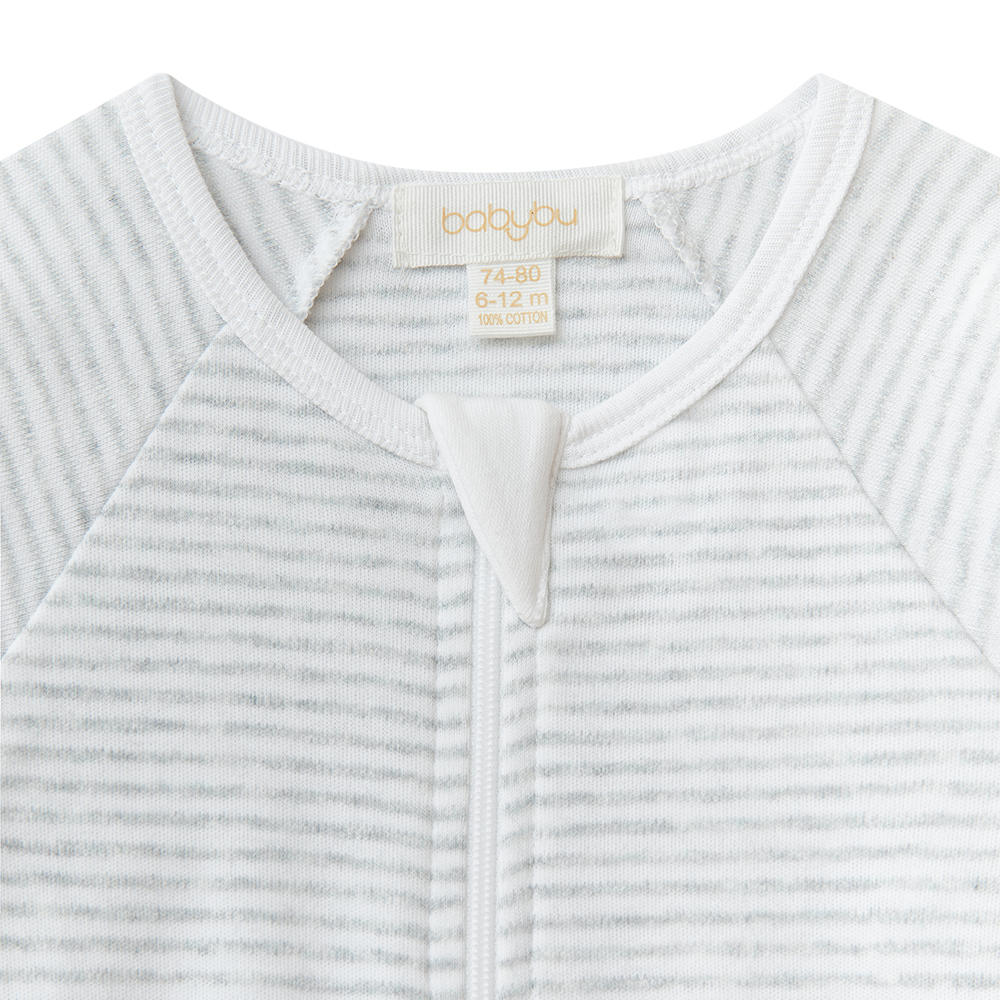 Babybu комбинезон на молнии Pale Grey Melange Stripe 100% органический хлопок  - фото  3