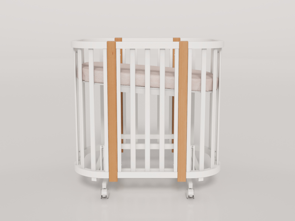 OLANT BABY кровать-трансформер с маятником Vila белый/бук - фото  4