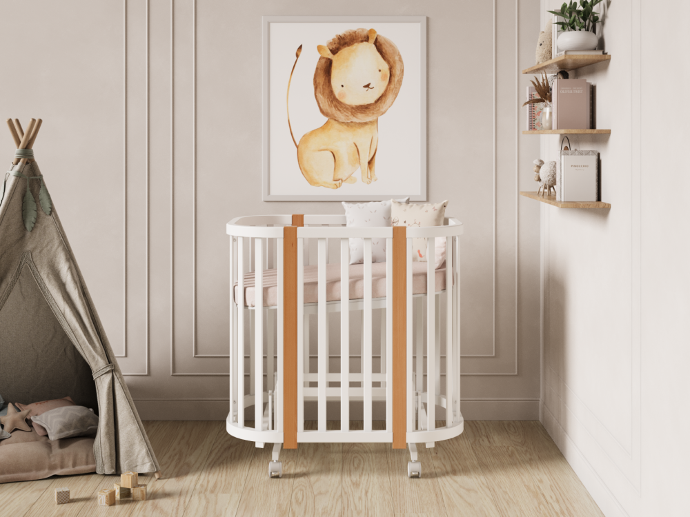 OLANT BABY кровать-трансформер с маятником Vila белый/бук - фото  16