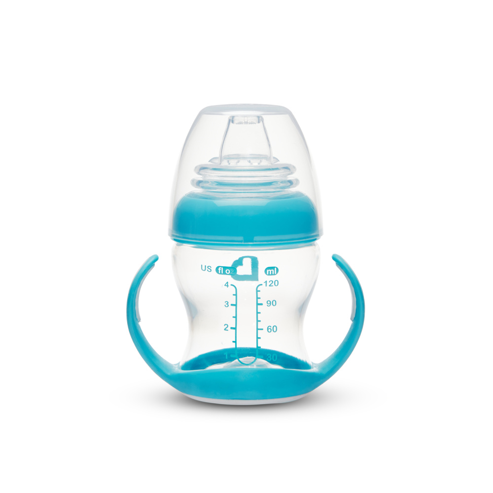 Munchkin обучающий поильник-чашка Gentle™ с ручками голубой (прозрачный) 4+ 120мл.  - фото  4