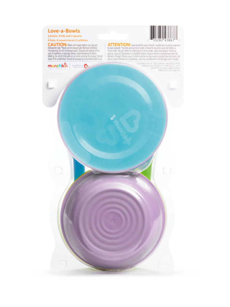 Munchkin набор мисок Love-a-Bowls™ с крышками и 2 ложечки. 6+ - фото  9