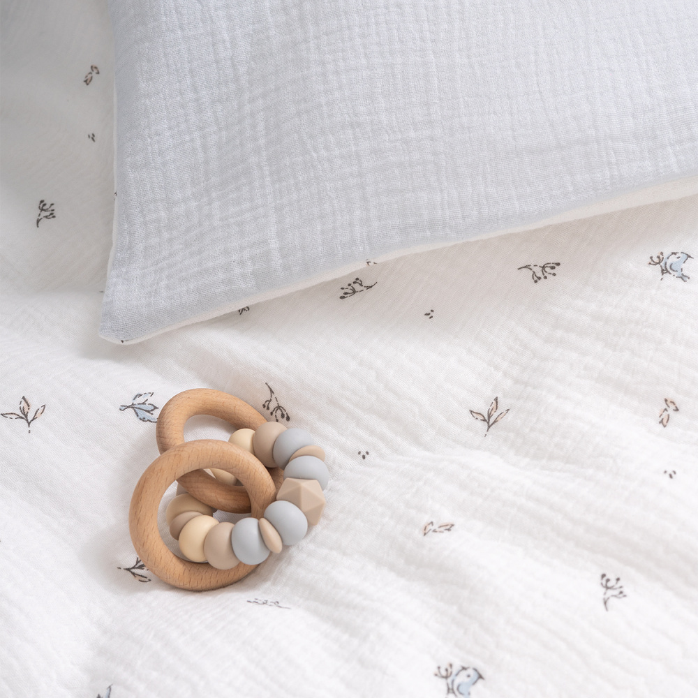 Perina комплект постельного белья Muslin Птички/Голубая пастель 3 предмета - фото  7