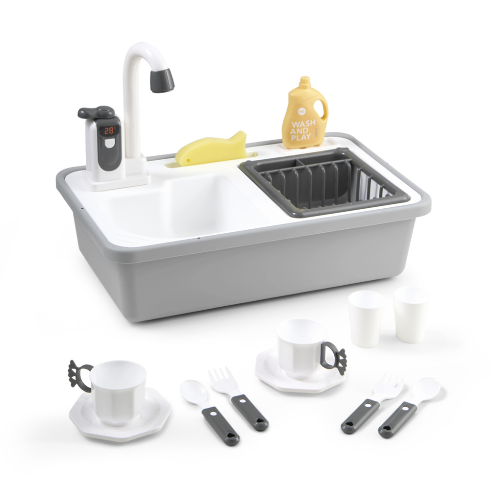 Happy Baby игрушка-раковина Wash and Play набор из 15 предметов, grey - фото  2
