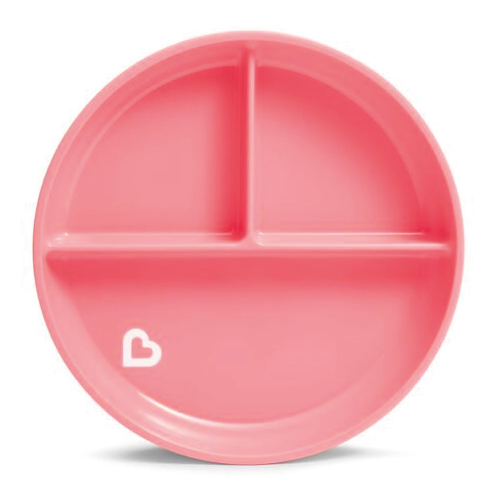 Munchkin тарелка детская на присоске секционная Stay Put™с 6 мес., розовая