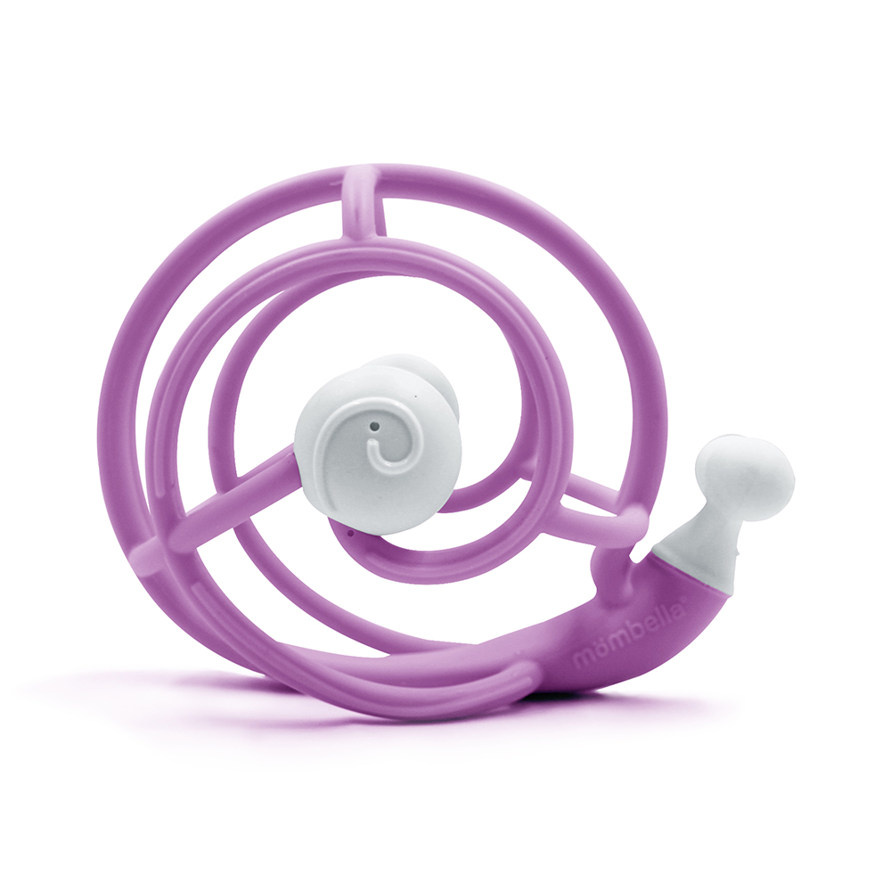 Mombella прорезыватель силиконовый Snail в твердой упаковке, пурпурный