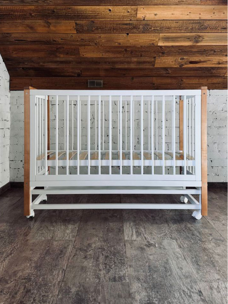 OLANT BABY кровать приставная с маятником Elvis белый/бук - фото  7