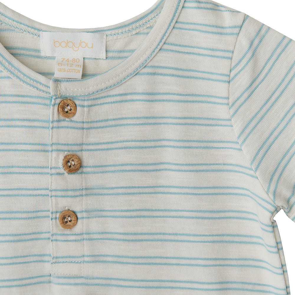 Babybu комбинезон укороченный RAIN FOREST SKINNY STRIPE 100% органический хлопок цвет белый - фото  3