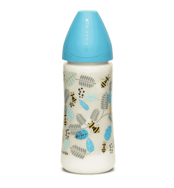 Suavinex бутылка &quot;BEE&quot; с круглой силиконовой соской 360 мл с 4 месяцев цвет синий