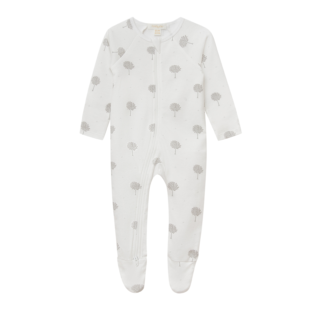 Babybu комбинезон на молнии Pale Grey Tree 100% органический хлопок  - фото  1