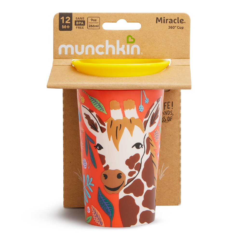 Munchkin поильник-непроливайка MIRACLE® 360° WildLove Жираф 266мл. 12+