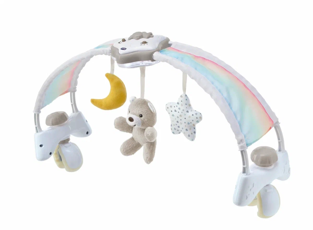 Chicco дуга с игрушками музыкальная Радужное небо, бежевая 