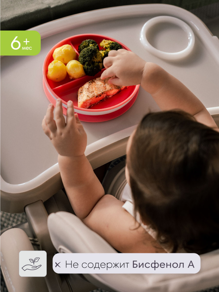 Munchkin тарелка детская на присоске секционная Stay Put™с 6 мес., розовая - фото  9