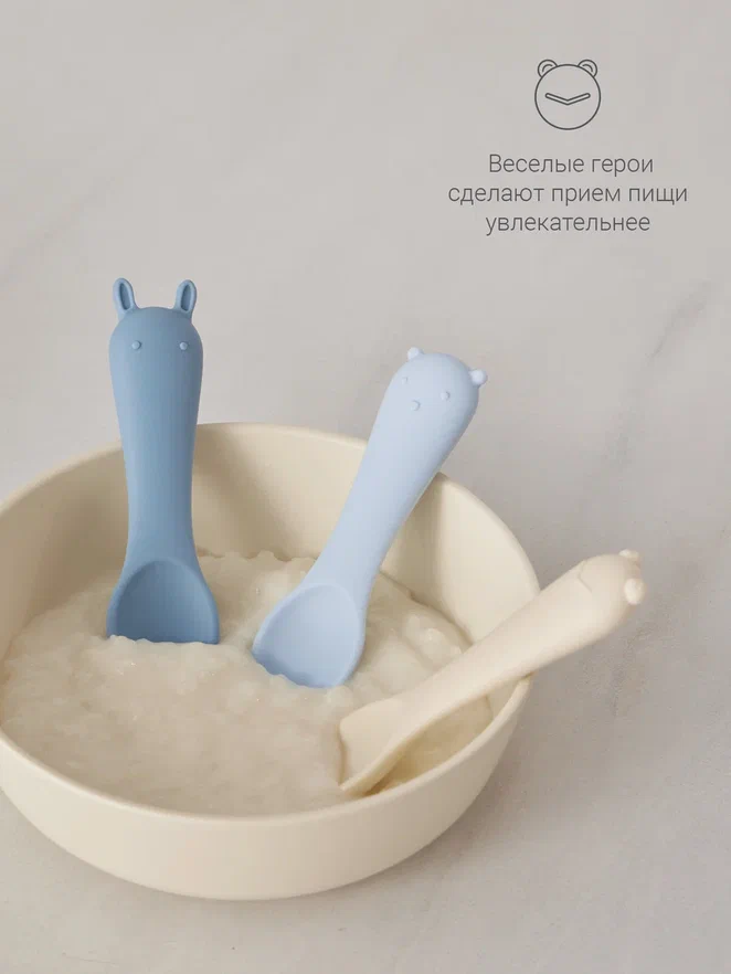 Edda ложка детская набор 3 штуки силикон Небо - фото  3