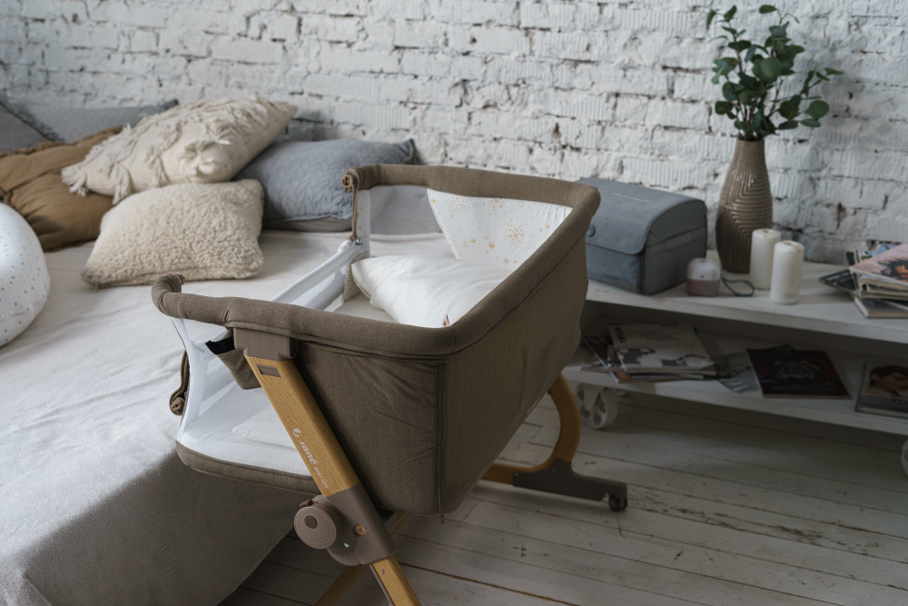 JANE кровать приставная 0+ с комплектом постельного белья Baby Side, Vichy Pearl - фото  10