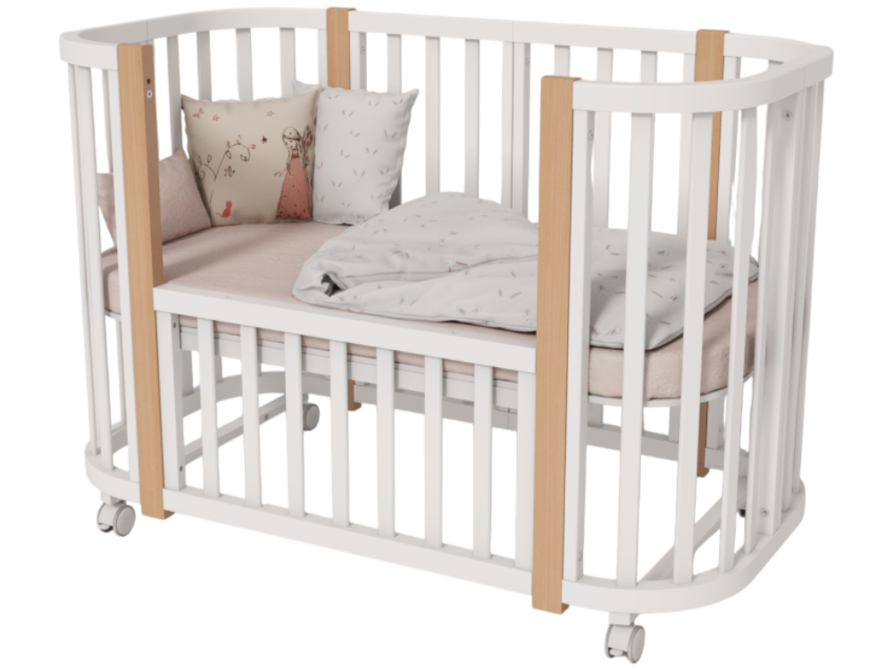 OLANT BABY кровать-трансформер с маятником Vila белый/бук - фото  7