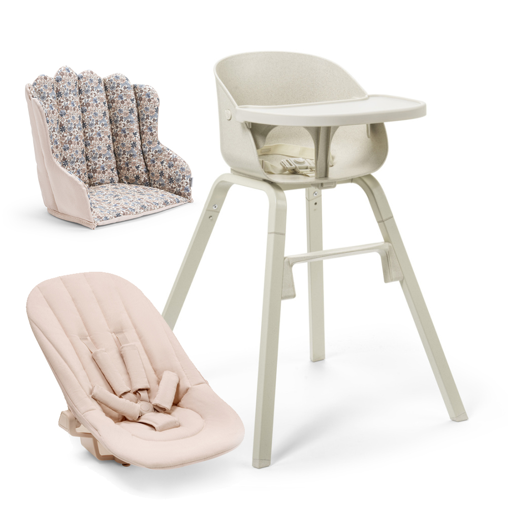 Elodie Grace стульчик + сиденье для новорожденного Vanilla White+ вкладыш Blue Garden