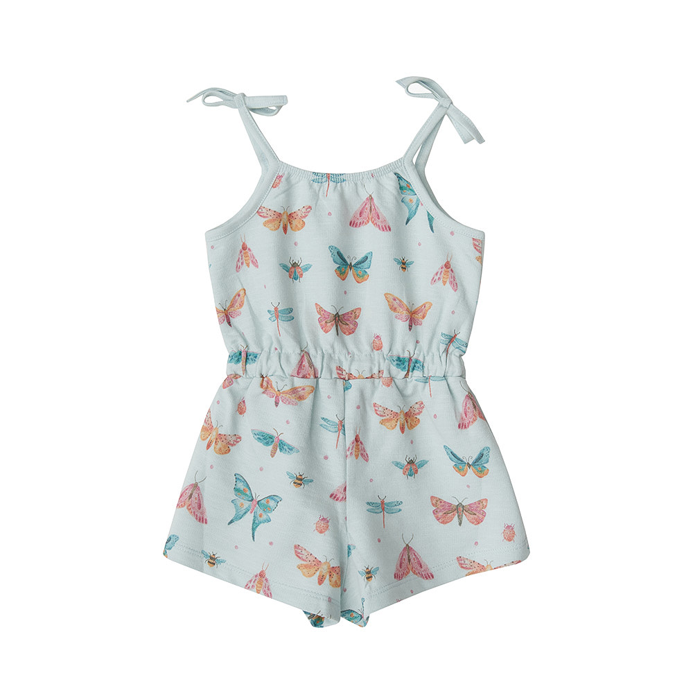 Babybu комбинезон на завязках BUTTERFLY PRINT 100% органический хлопок цвет голубой - фото  3