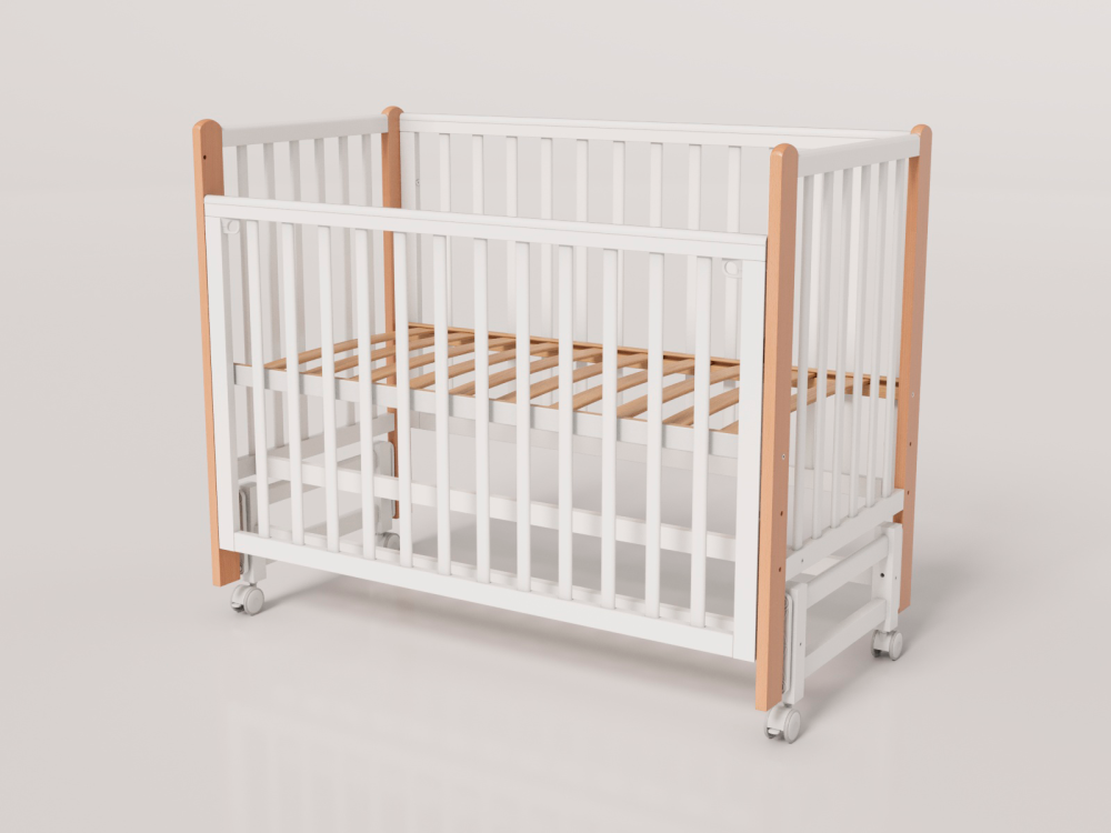 OLANT BABY кровать детская с маятником Bliss белый/бук - фото  3