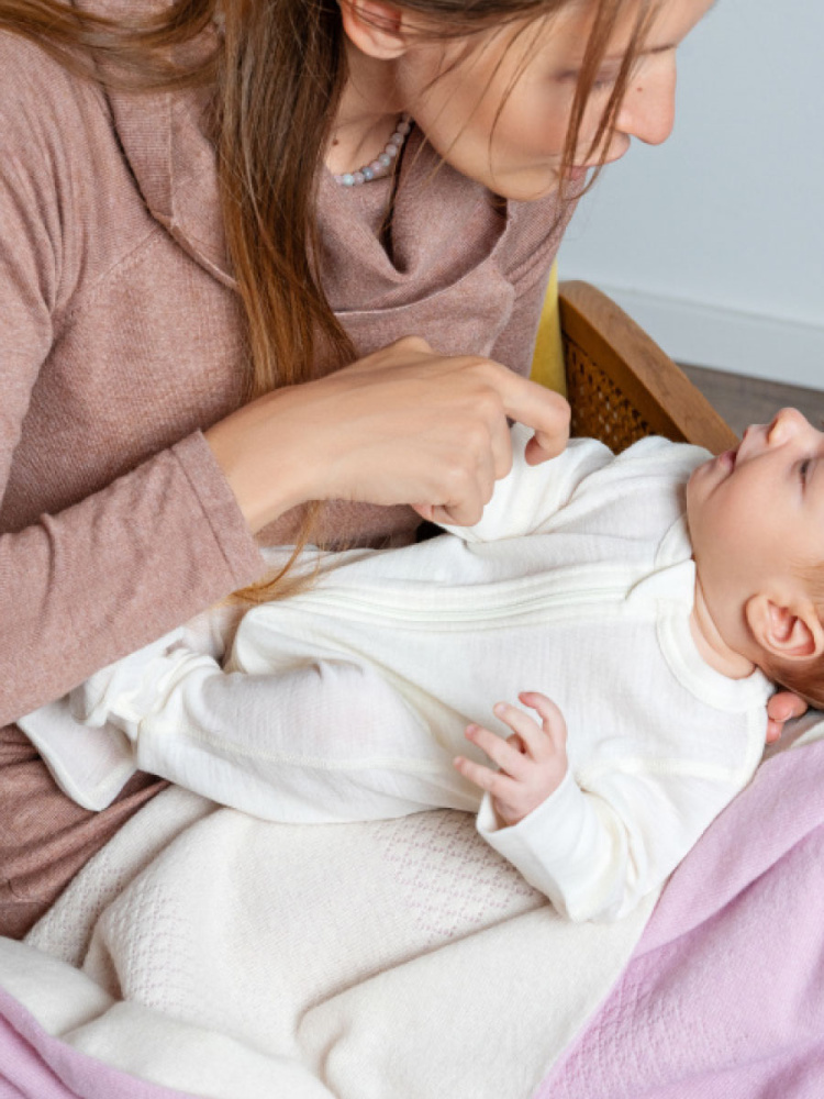 OLANT BABY комбинезон шерсть 100%, термобелье, на молнии, молочный - фото  6