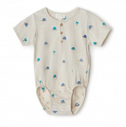 Babybu боди OAT TURTLE BRODERIE 100% органический хлопок цвет бежевый