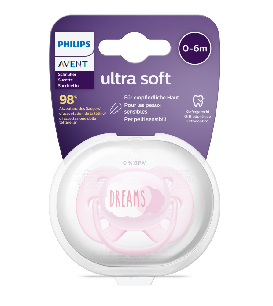 Philips Avent пустышка ultra soft, Dreams, 0-6 мес, 1 шт.