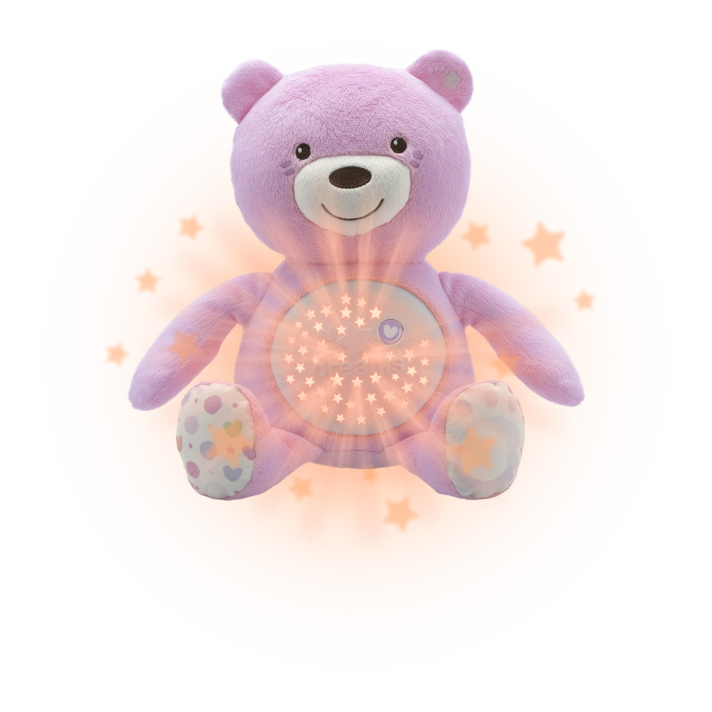 Chicco игрушка-проектор мягкая музыкальная Мишка, розовый - фото  4