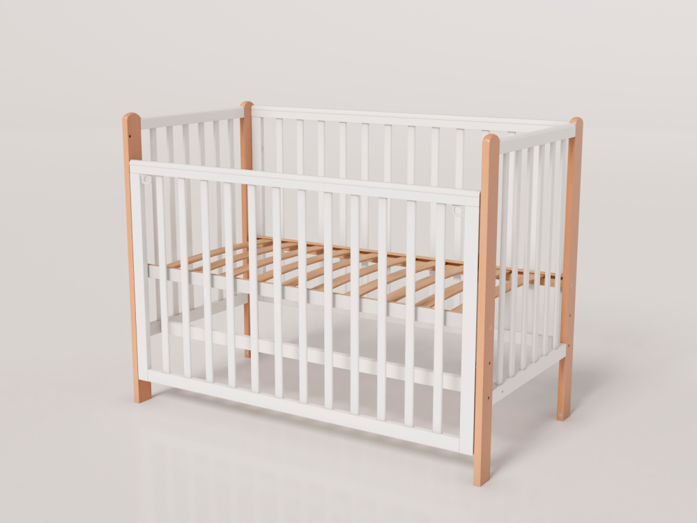 OLANT BABY кровать детская с маятником Bliss белый/бук - фото  9