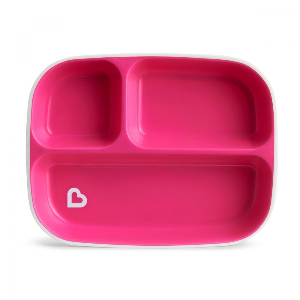 Munchkin тарелки детские секционная Splash™ набор 2шт. с 6 мес., розовая фиолетовая