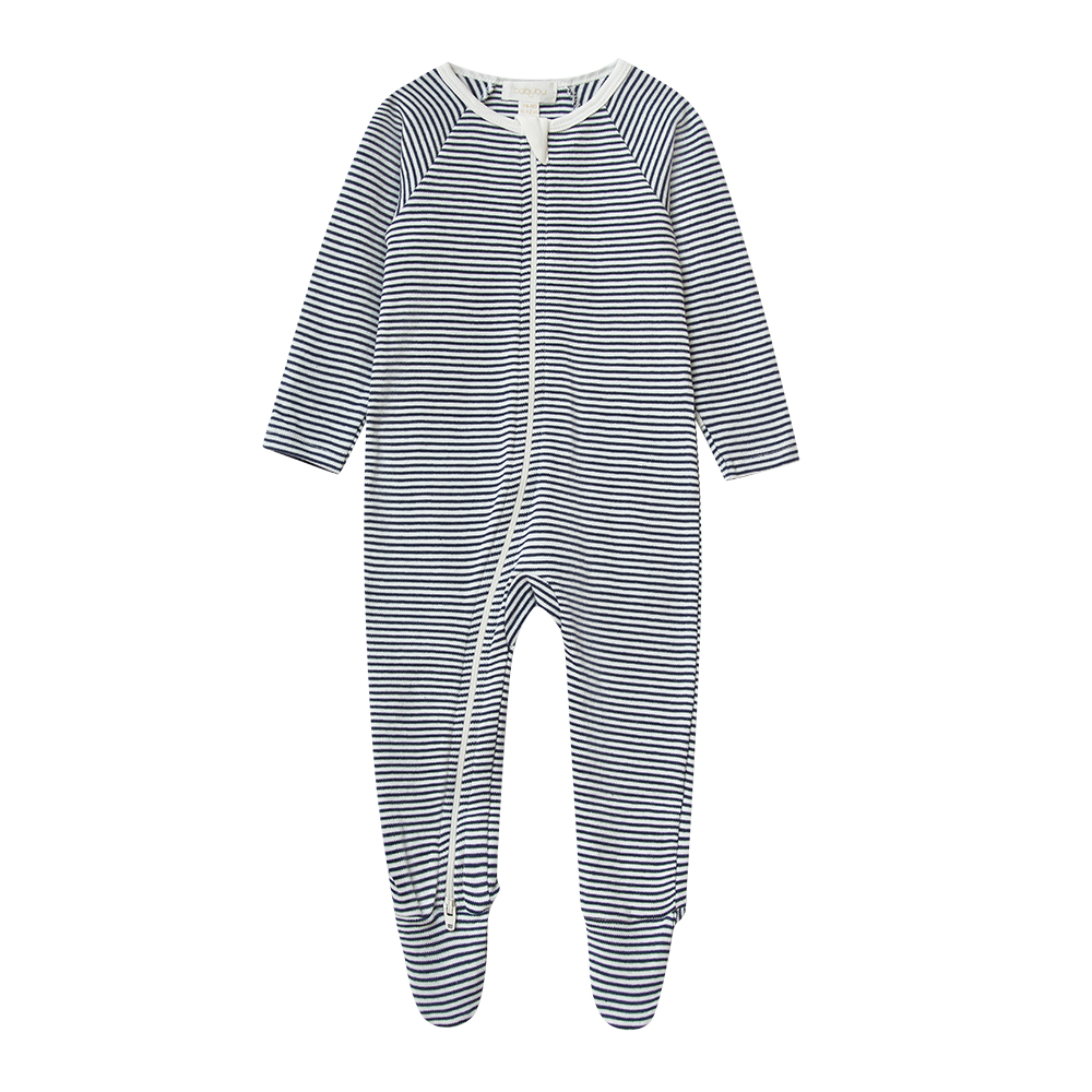 Babybu комбинезон на молнии Navy Melange Stripe 100% Органический хлопок - фото  1