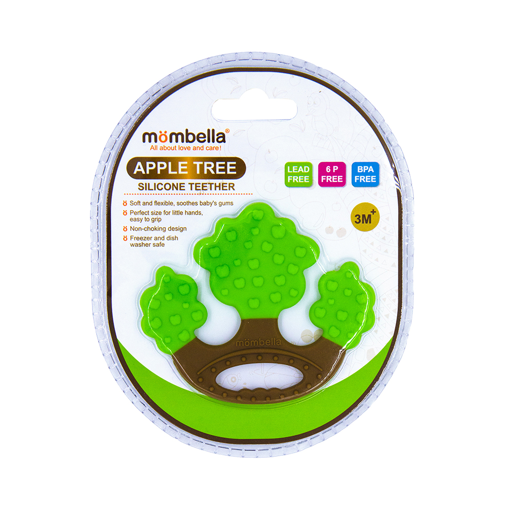 Mombella прорезыватель силиконовый Apple Tree, зеленый