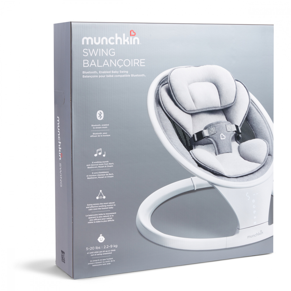 Munchkin шезлонг ультралегкий для новорожденных Swing с поддержкой Bluetooth®. белый - фото  10