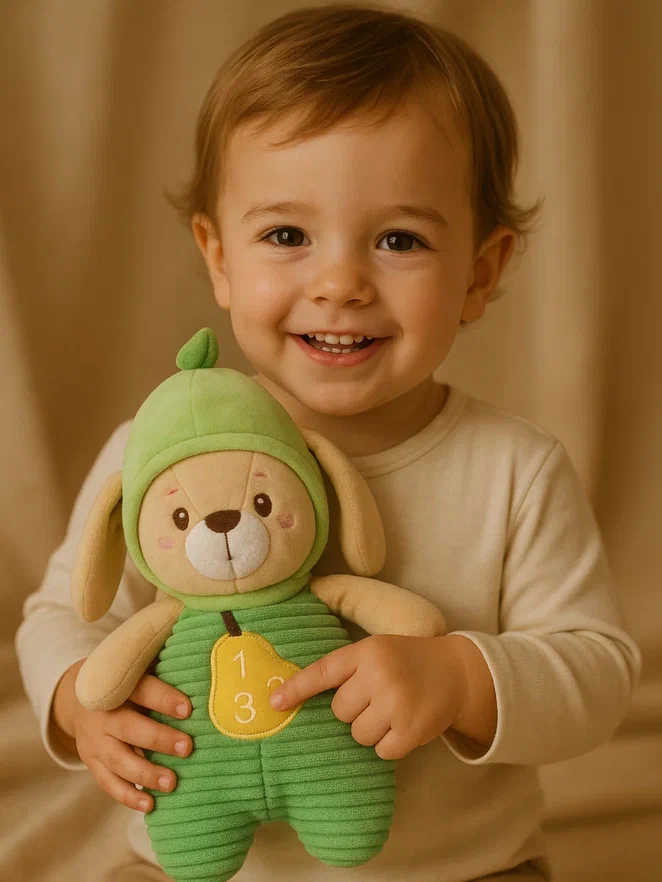 Chicco игрушка говорящая интерактивная мягкая Грушевая Зайка рус/англ/нем - фото  2