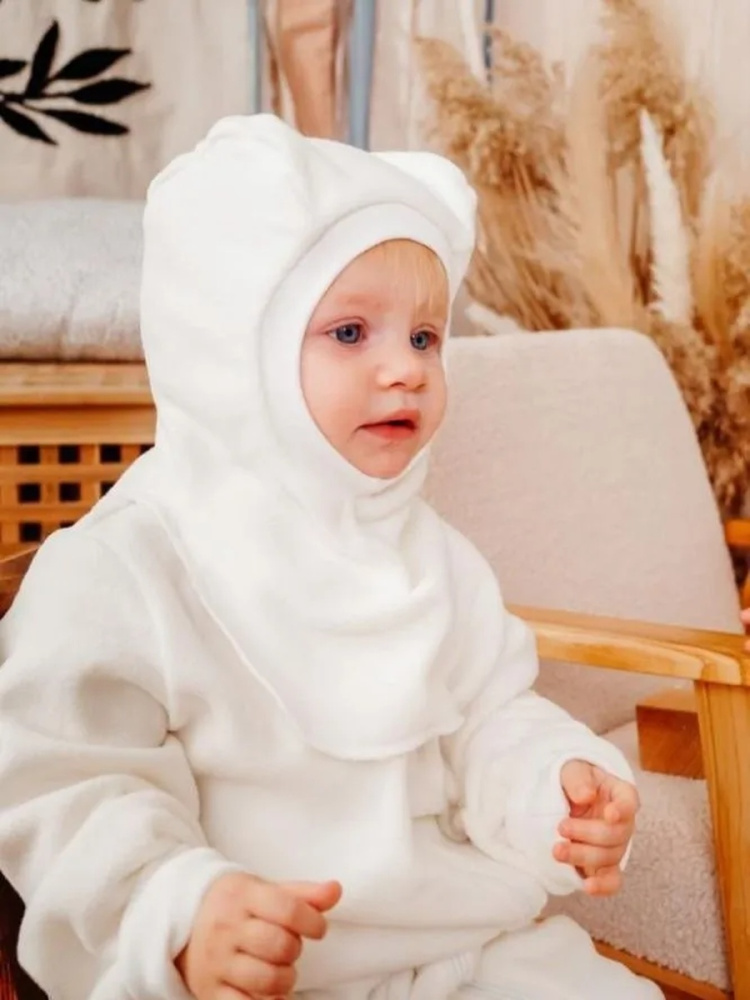 OLANT BABY шлем из флиса Siberia цвет молочный - фото  5