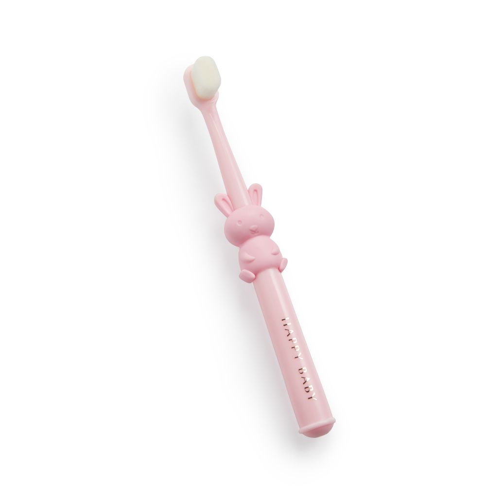 Happy Baby зубная щетка детская заяц, розовый - фото  1