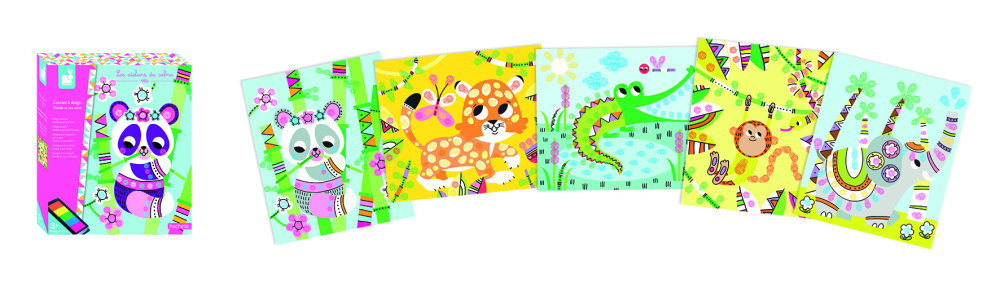 Janod набор для рисования пальцами, Панда и его друзья - фото  3