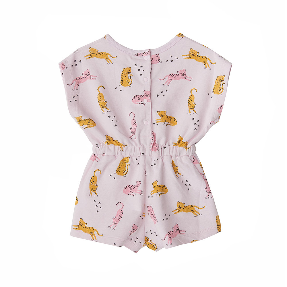 Babybu комбинезон JUMPING JAGUARS PRINT 100% органический хлопок цвет розовый - фото  3