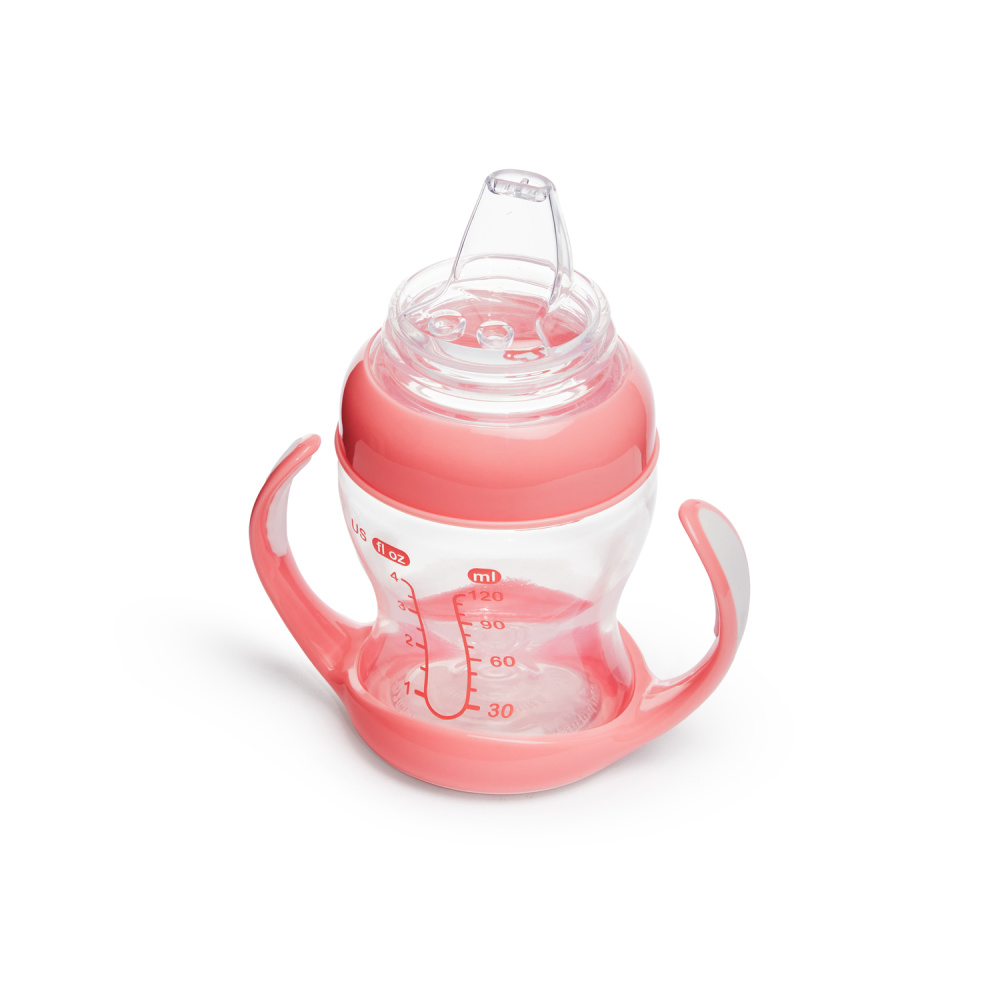 Munchkin обучающий поильник-чашка Gentle™ с ручками розовый (прозрачный) 4+ 120мл.  - фото  3